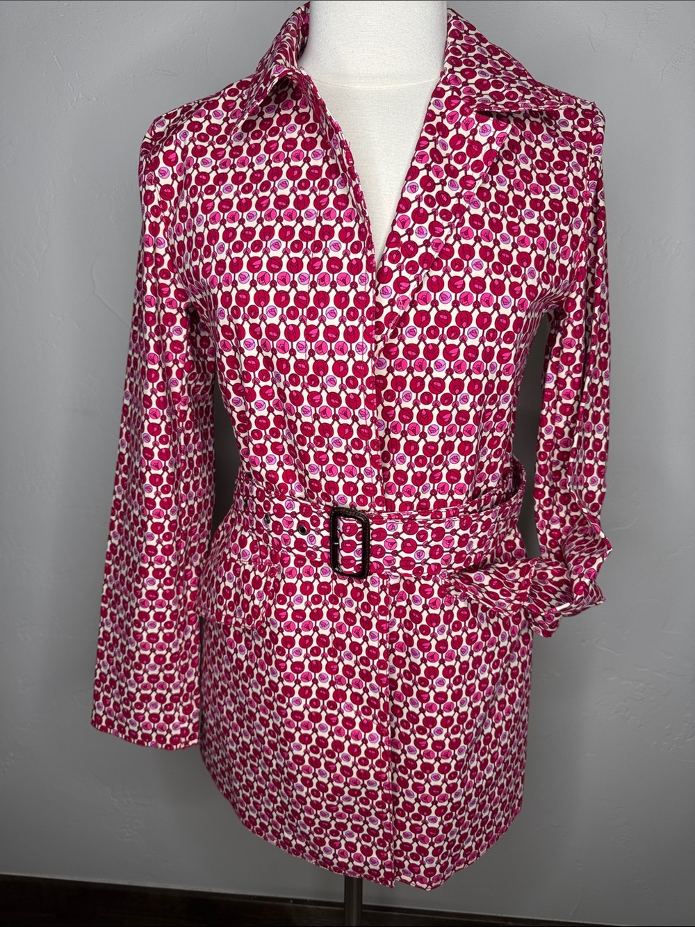GAP Pink & Red Patterned Belted Trench Rain Jacket